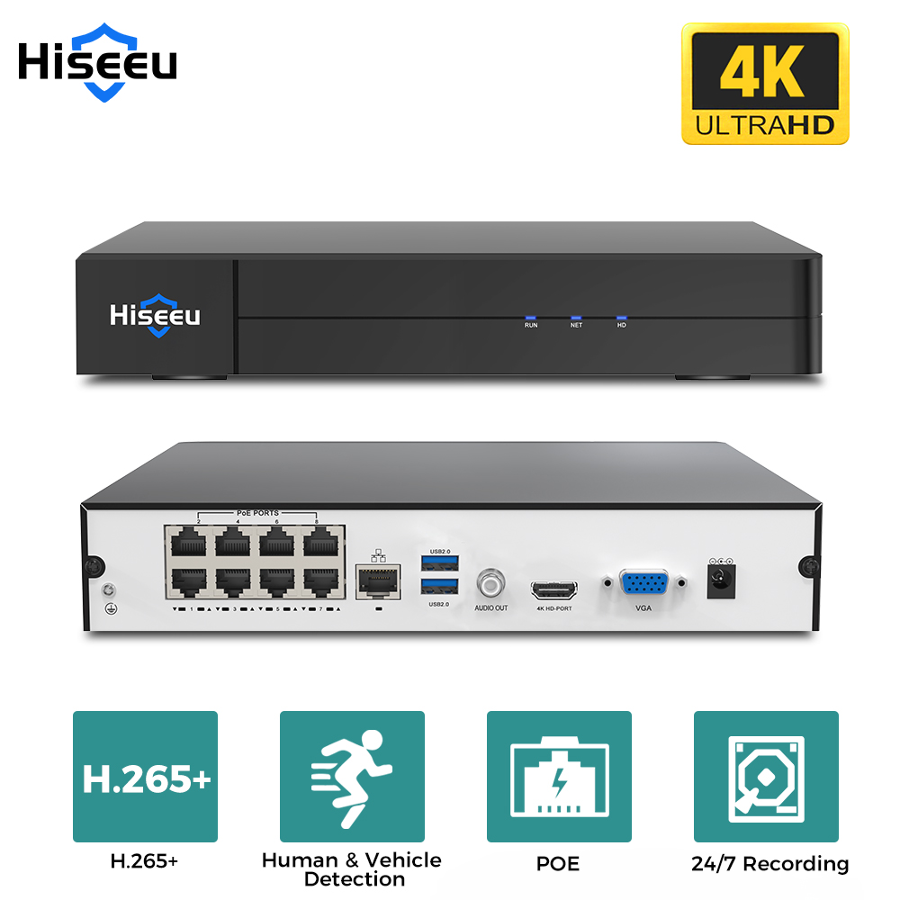Webcam 4K - Hiseeu 8CH 4K PoE NVR réseau