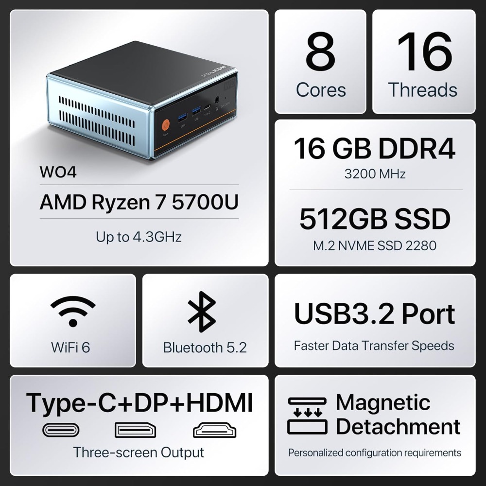 Mini PC AMD Ryzen 7 5700U 8 cœ - Pc Gaming Amd Ryzen 7 avis et prix