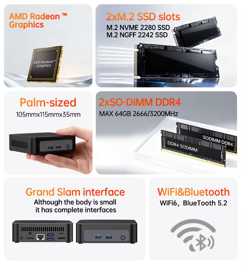 Mini PC de jeu portable AMD Ry - Pc Gaming Amd Ryzen 7 avis et prix