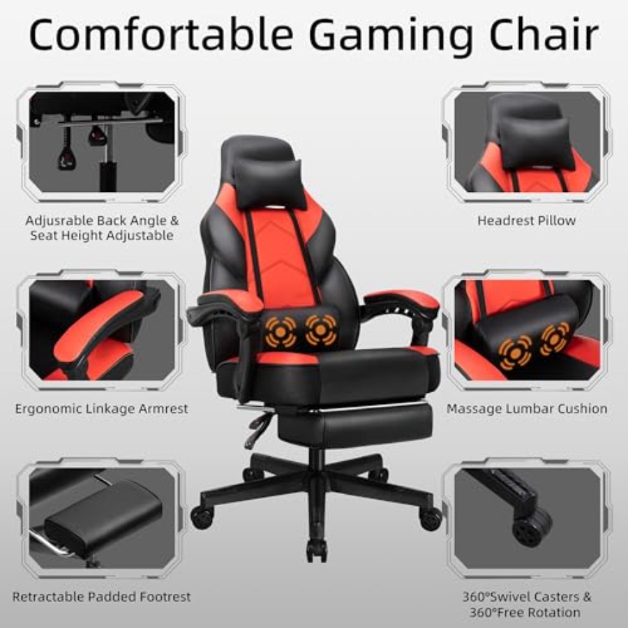 Chaise de jeu avec repose-pied - Gaming Chair avis et prix